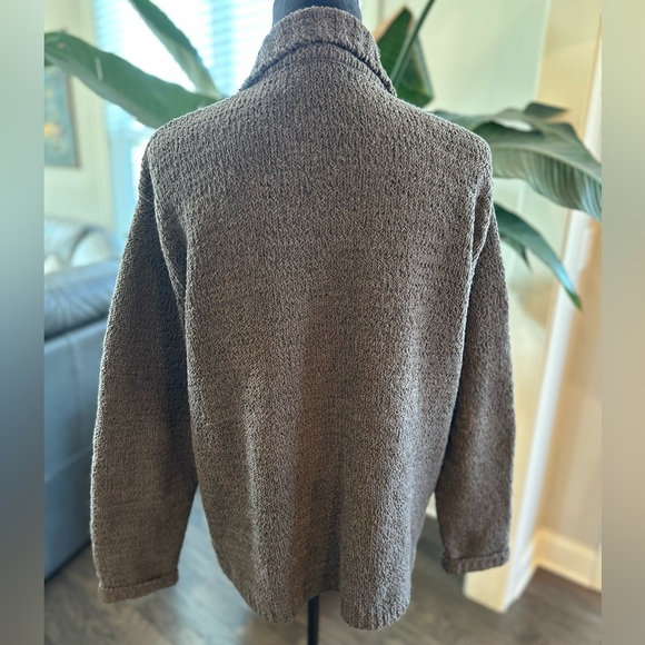 Chunky Knit CO & EDDY Button Up Cardigan Sweater Taupe Brown Women M - Picture 4 of 11